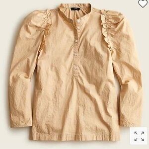 J.Crew Women's $90 Puff Sleeve Cotton Poplin Top‎ Tan Size Small BB288